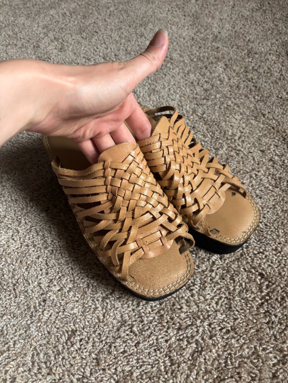 90s Y2K Boho Woven Leather Huarache Platform Mule Slides Sandals Womens 9.5